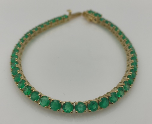 [19] Tennis Bracelet Round ECOL 3.91Ct/11.2g YG/16.5cm