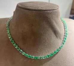 [26] Tennis Necklace Oval ECOL 36.10Ct/32.49g WG/42cm